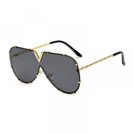 Ochelari de soare, unisex, model V, rame metalice, protectie UV400, Tessero, auriu si negru [1]