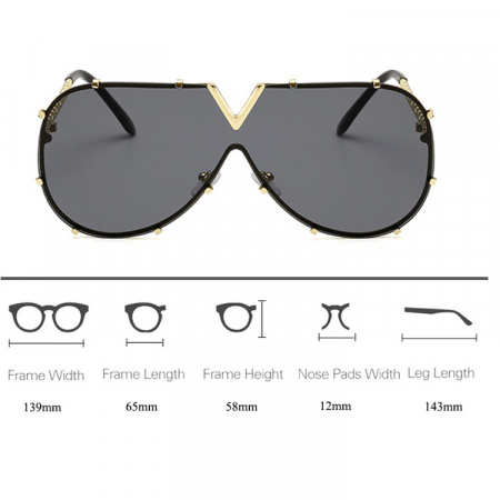 Ochelari de soare barbati - Ochelari de soare, unisex, model V, rame metalice, protectie UV400, Tessero, auriu si negru
