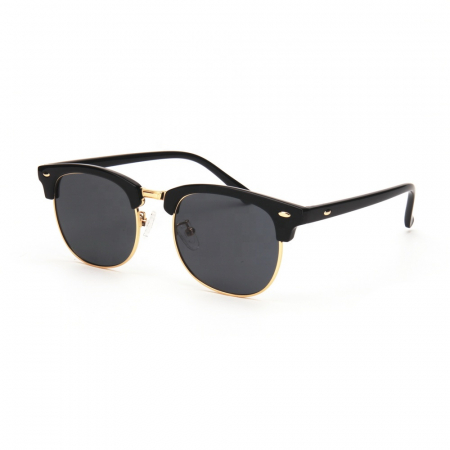Ochelari de soare barbati - Ochelari de soare Wayfarer, rama de metal si plastic, UV400, Tessero, negru si auriu
