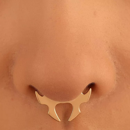 Piercing cercel de nas fals, septum, prindere in forma U, placat cu aur 18K, unisex, Tessero, auriu [2]