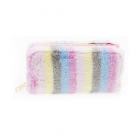 Portofel de dama dreptunghiular imblanit pufos, compartimente multiple, inchidere cu fermoar, Tessero, multicolor [1]