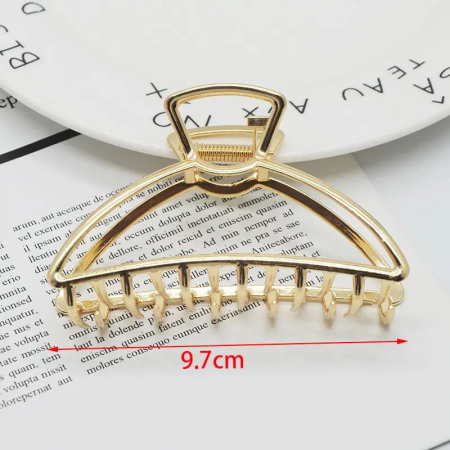 Set accesorii pentru par din metal format din 6 cleme prindere tip cleste, diferite modele si forme geometrice, Tessero, auriu [1]