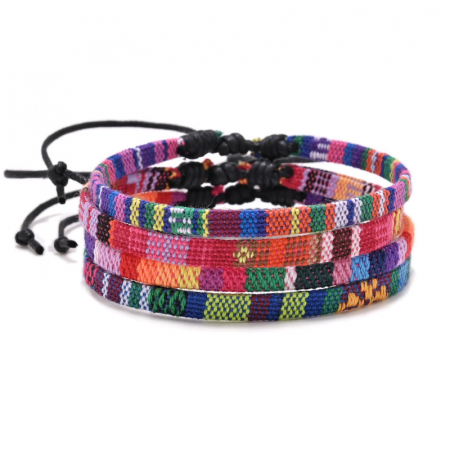 Bijuterii dama - Set de 4 bratari din snur, impletite, realizate manual, marime reglabila, unisex, multicolore, Tessero