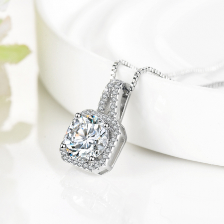 Bijuterii dama - Set de bijuterii dama, lantisor cu pandantiv, inel marimea 7, cercei, pietre zirconiu, placat cu aur 18K, argintiu