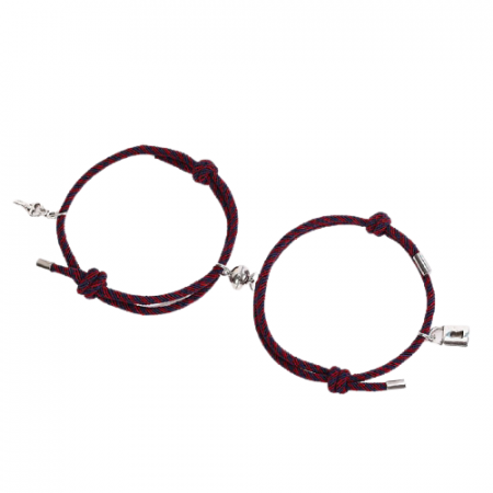 Bijuterii dama - Set de doua bratari cu pandantiv magnet pentru cuplu, prieteni, tip snur, reglabila, cheita si lacat