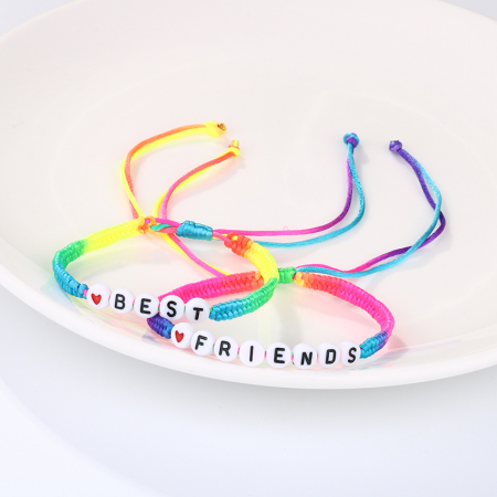 Set de doua bratari tip snur pentru prieteni, BFF, lucrata manual, model cu best friends, marime reglabila, multicolore [3]