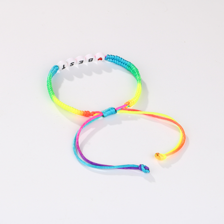 Set de doua bratari tip snur pentru prieteni, BFF, lucrata manual, model cu best friends, marime reglabila, multicolore [1]