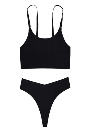 Set lenjerie intima chiloti si bustiera, 3 tipuri de culori, 6 piese, fara cusatura, comfortabile, microfibra, barete reglabile, marime M INTL, Tessero, negru, maro inchis, maro deschis [3]