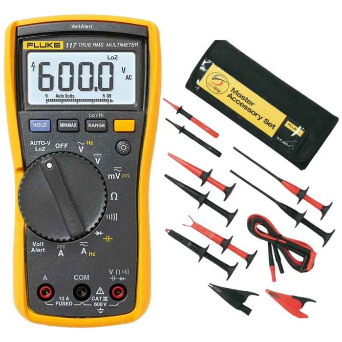 Fluke 117 / TLK-225 - Set Multimetru Digital și Accesorii Testare [1]