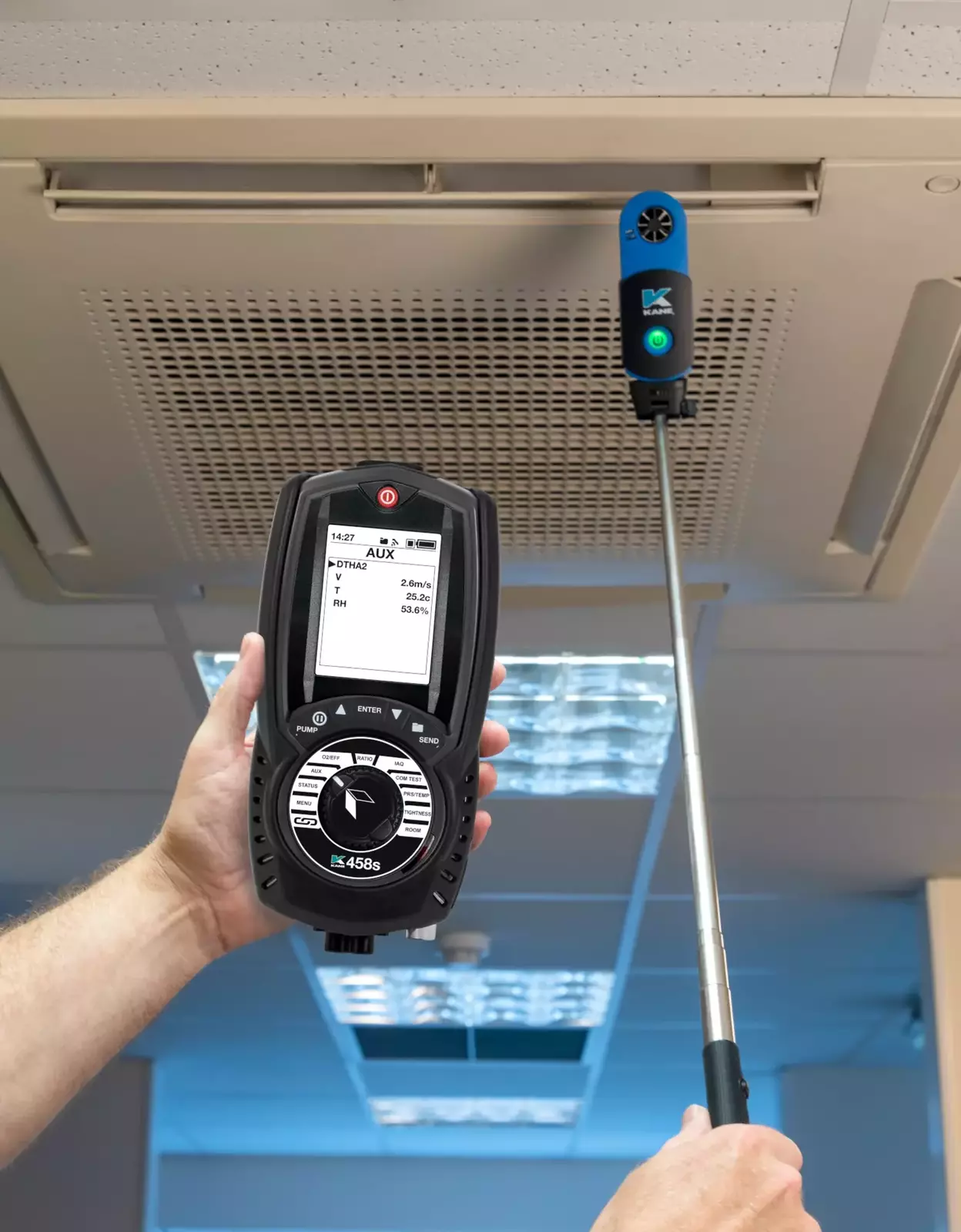 KANE 458s – Analizor avansat pentru gaze de ardere, IAQ și sisteme HVAC, cu măsurare directă O₂ & CO₂ [1]