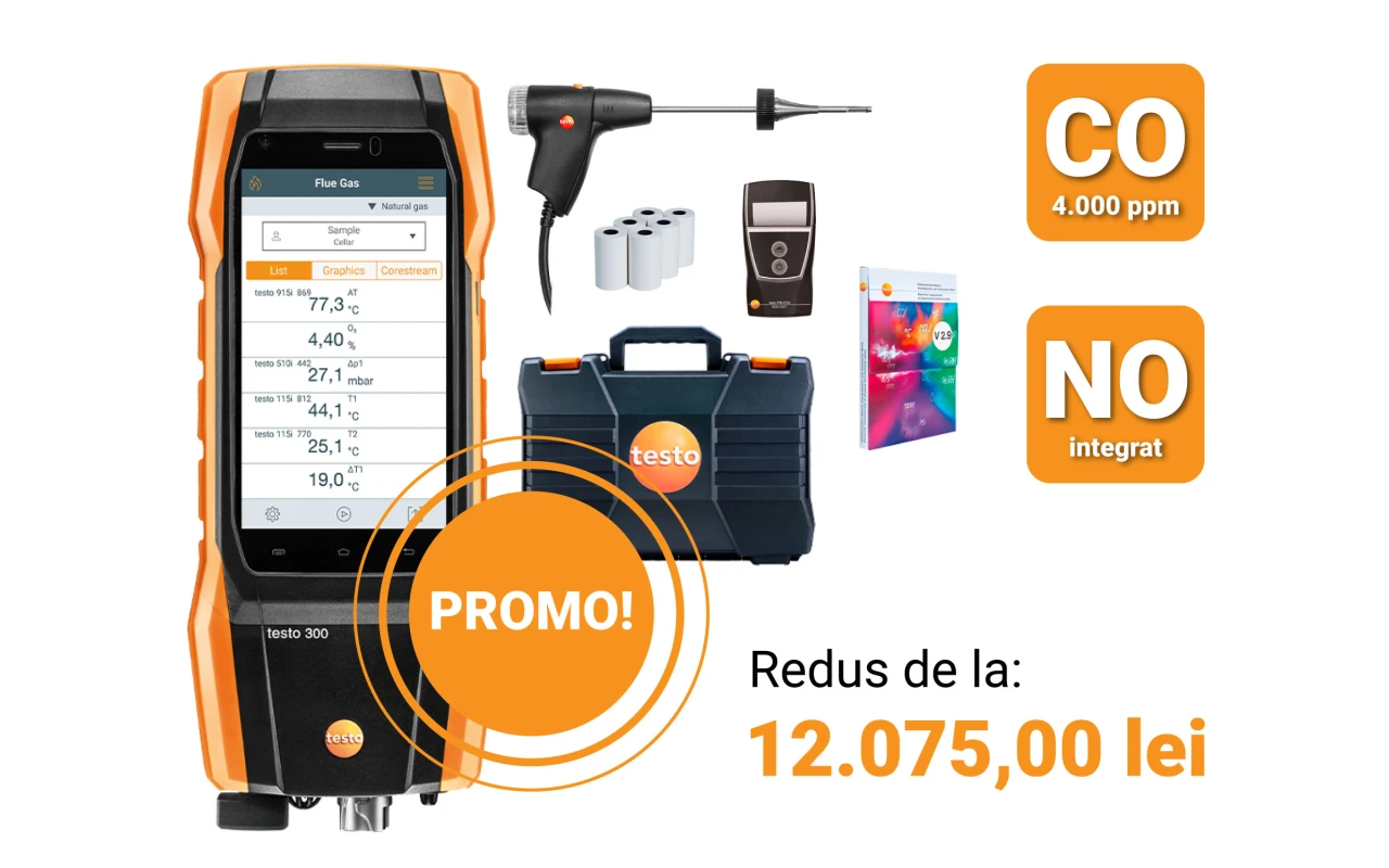 Analizor de gaze de ardere - Analizor gaze de ardere Testo 300 – Senzori durabili și service rapid