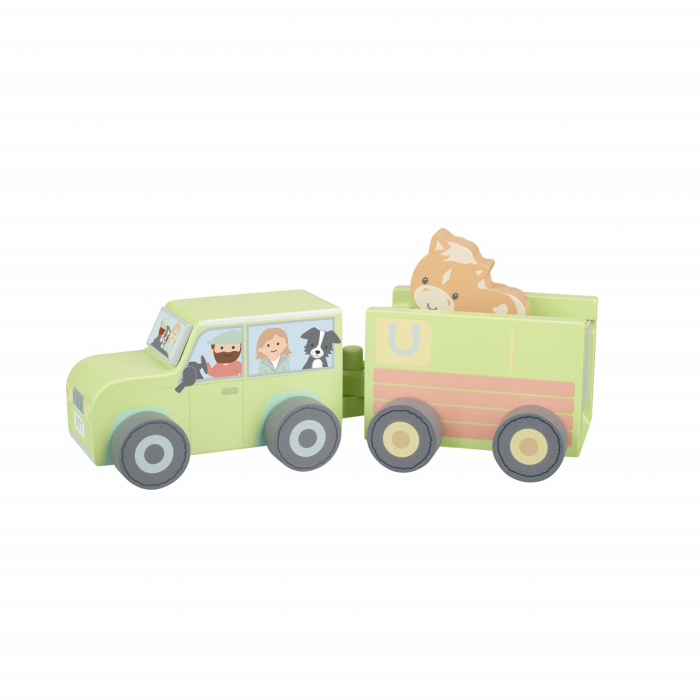 Camion din lemn pentru transport animale de ferma, Orange Tree Toys [2]