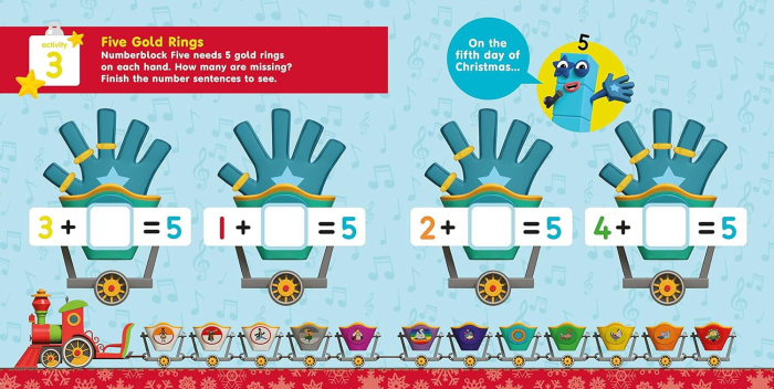 Carte cu abtibilduri Numberblocks - Craciun Fericit [3]