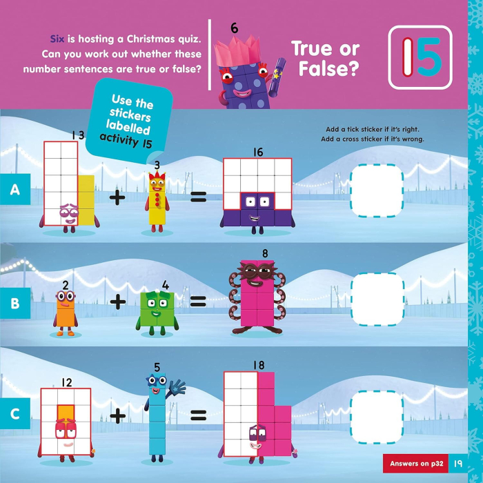Carte cu abtibilduri si activitati Numberblocks - Magia Craciunului [4]