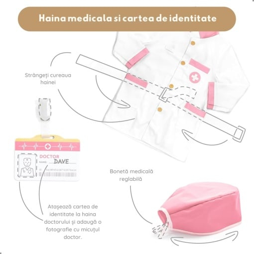 Joc de rol Trusa completa de doctor, roz, UMU Toys [2]