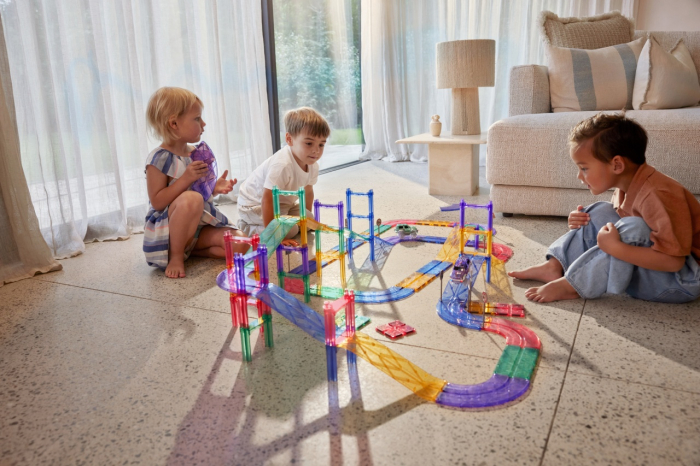 Jocuri magnetice Traseu de curse 80 piese pastel, Cleverclixx [5]