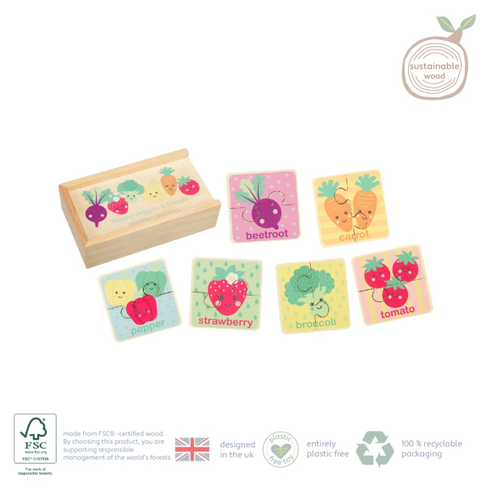 Puzzle din lemn in cutie Legume, Orange Tree Toys [2]
