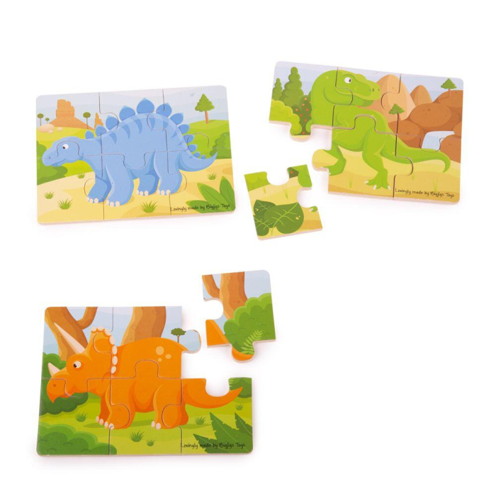 Set 3 puzzle din lemn - Dinozauri [2]