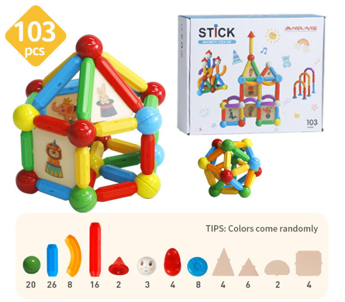 Set de constructie magnetic - STICK (103 piese) [4]