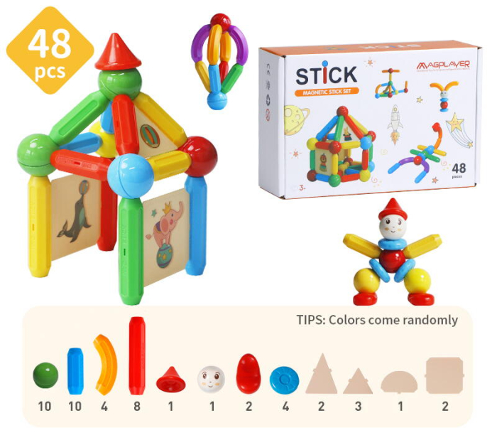 Set de constructie magnetic - STICK (48 piese) [4]