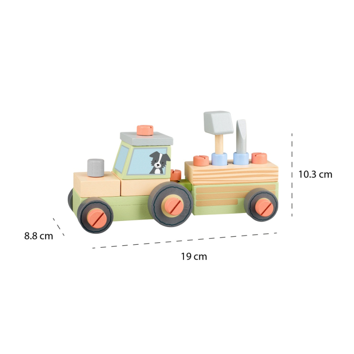 Tractor din lemn de asamblat, Orange Tree Toys [3]