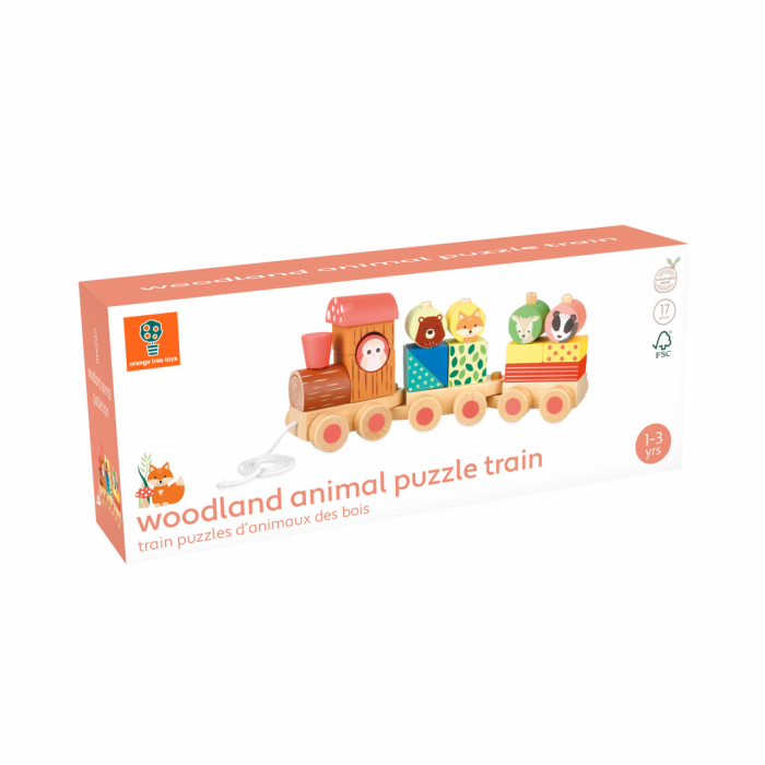 Trenulet din lemn cu forme si animale, Orange Tree Toys [3]