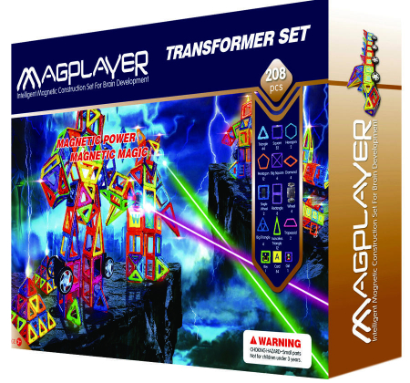 Jocuri magnetice - Joc de constructie magnetic - 208 piese