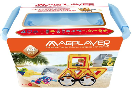 Jocuri magnetice - Joc de constructie magnetic - 64 piese