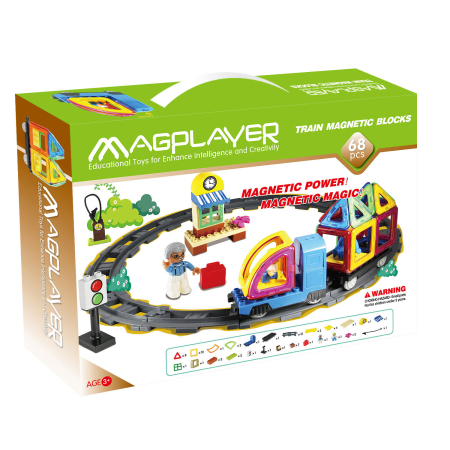 Jocuri magnetice - Joc de constructie magnetic - 68 piese