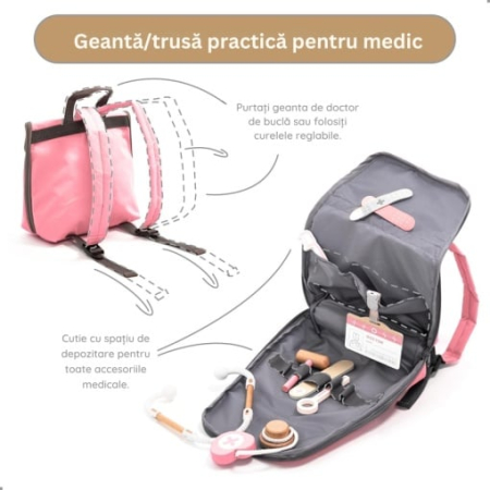Joc de rol Trusa completa de doctor, roz, UMU Toys [3]