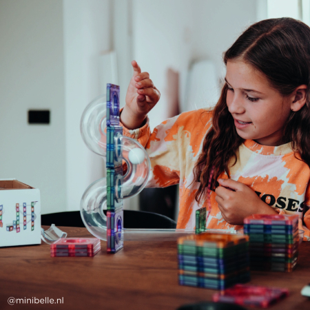 Joc magnetic Circuit pastel cu bile - 110 Piese, Cleverclixx [2]