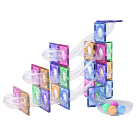 Joc magnetic Circuit pastel cu bile - 70 Piese, Cleverclixx [2]