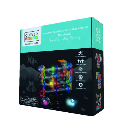 Jocuri magnetice - Jocuri magnetice Circuit cu bile luminoase 100 piese, Cleverclixx