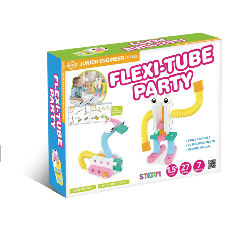 STEM - Kit STEM de construit cu tuburi flexibile, Genius Toy