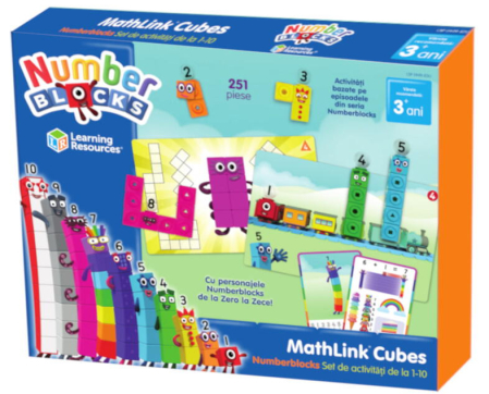Jocuri matematice - MathLink®Cubes Numberblocks in romana - Set de activitati de la 1 - 10