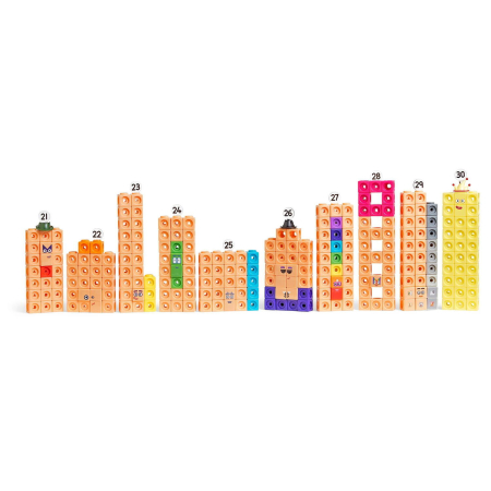 Jocuri matematice - MathLink®Cubes Numberblocks in romana Set de activitati de la 21 - 30