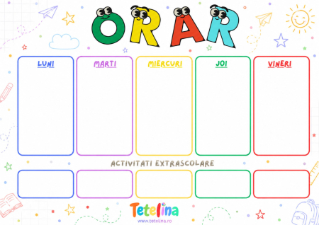 Resurse gratuite - Orar scolar gratuit si printabil