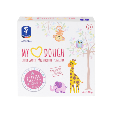 Plastilina si modelaj - Plastilina My Heart cu sclipici- 4 x 130 gr.