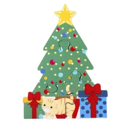 Jucării Montessori - Puzzle Bradul de Craciun din lemn, Orange Tree Toys