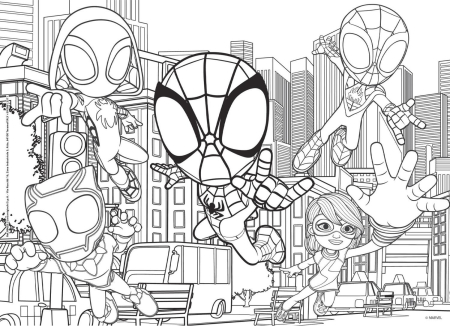 Puzzle de colorat - Paienjenelul Marvel și prietenii lui uimitori (24 de piese) [2]