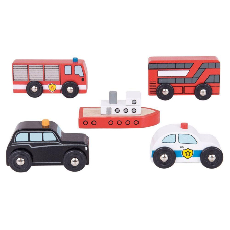 Vehicule - Set 5 vehicule din lemn