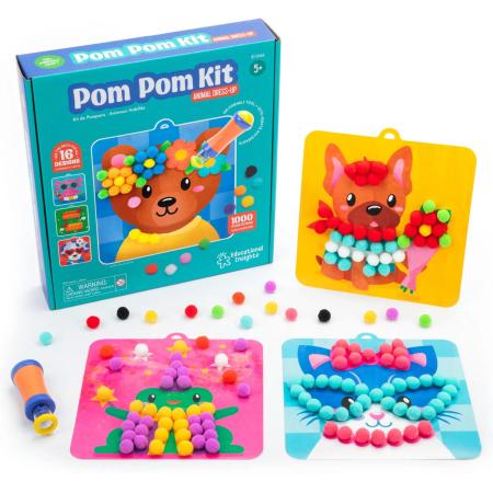 Arta si Creativitate - Set creativ cu pompoane - Imbraca animalutele