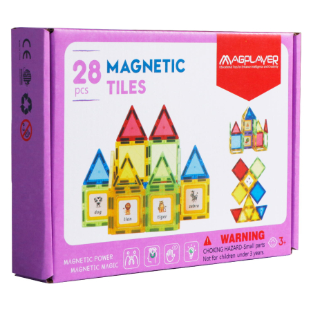 Jocuri și Jucării - Set de constructie magnetic 3D - 28 piese