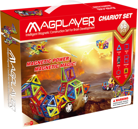 Jocuri magnetice - Set de constructie magnetic - 66 piese