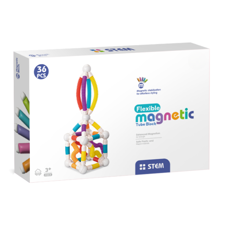 Jocuri magnetice - Set de constructie magnetic cu tuburi flexibile (36 piese)