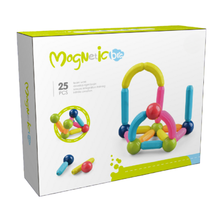 Jocuri magnetice - Set de constructie magnetic - Forme 3D (25 piese)