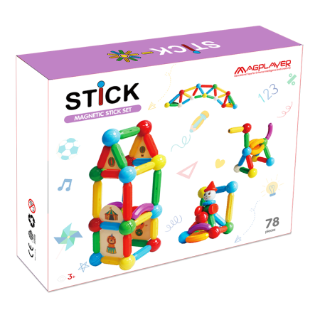Jocuri și Jucării - Set de constructie magnetic - STICK (78 piese)