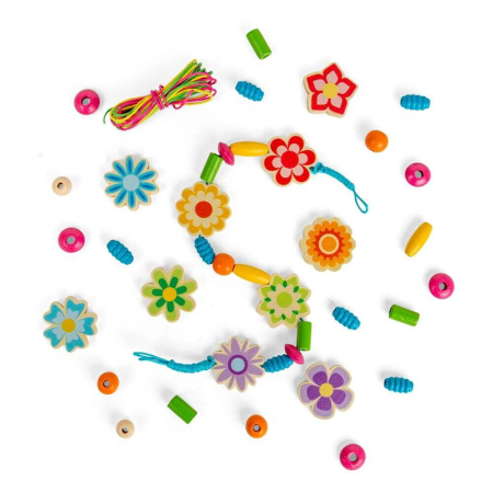 Arta si Creativitate - Set de creatie din lemn - Bijuterii cu floricele