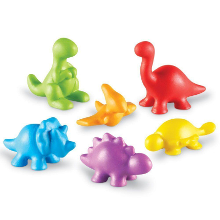 Jocuri matematice - Set pentru sortat si numarat - Dinozauri jucausi (72 piese)