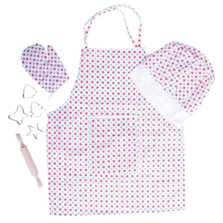 Jocuri de rol - Set sortulet si accesorii alb cu buline